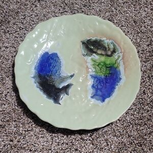 Artistic Ceramic Plate with Blue and Green Design